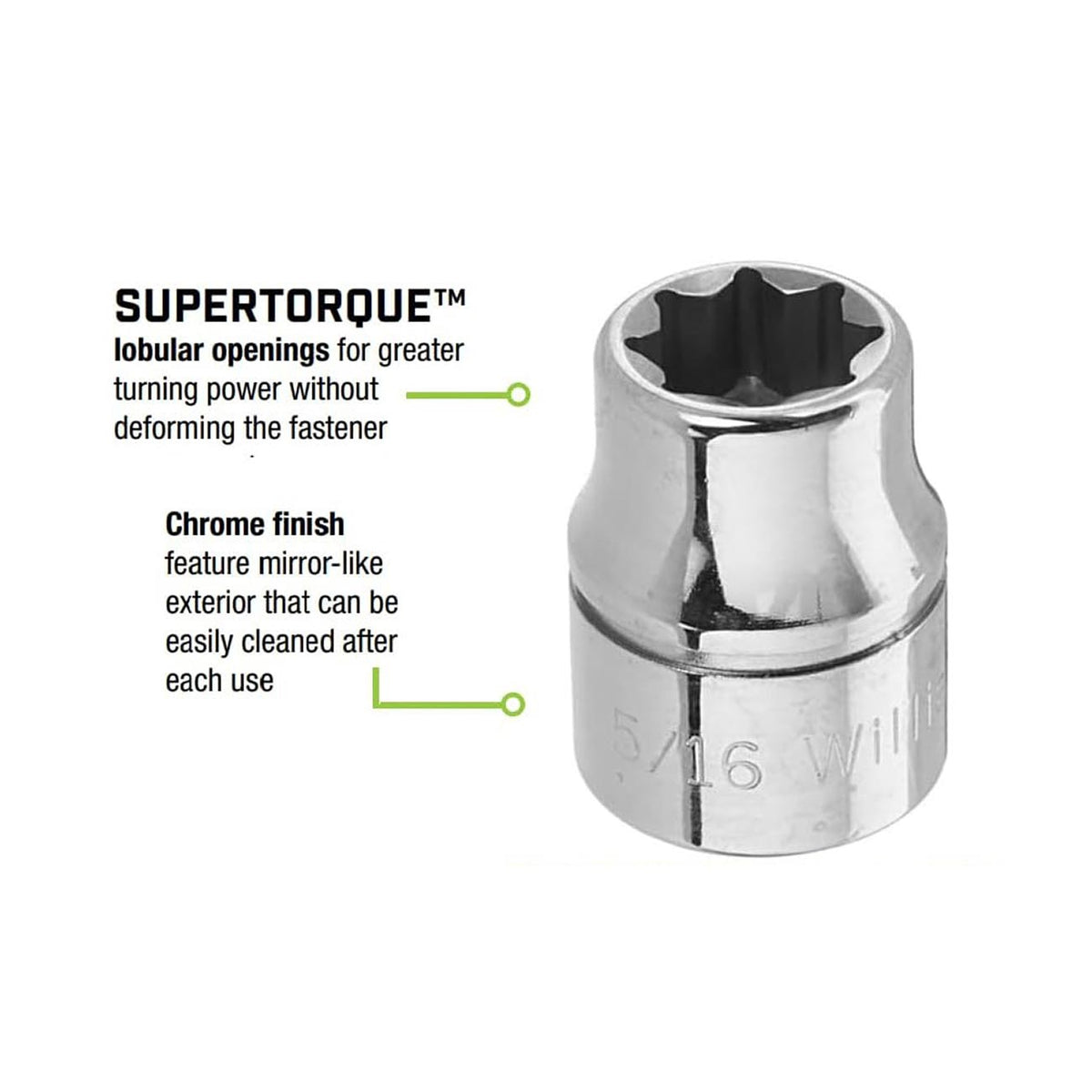 Williams JHWBD810 5/16-Inch 8-Point Shallow Socket, 3/8-Inch Drive