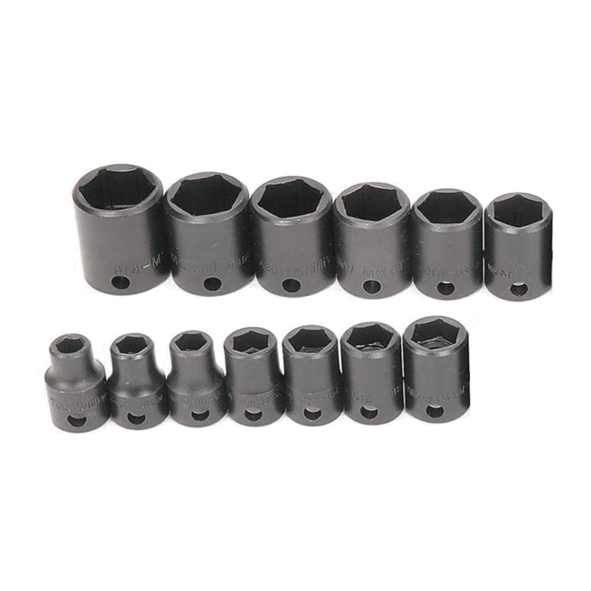 Williams JHWMS213H Metric 3/8-Inch Drive Impact Shallow Supertorque Socket Set, 6-Point, 13-Piece