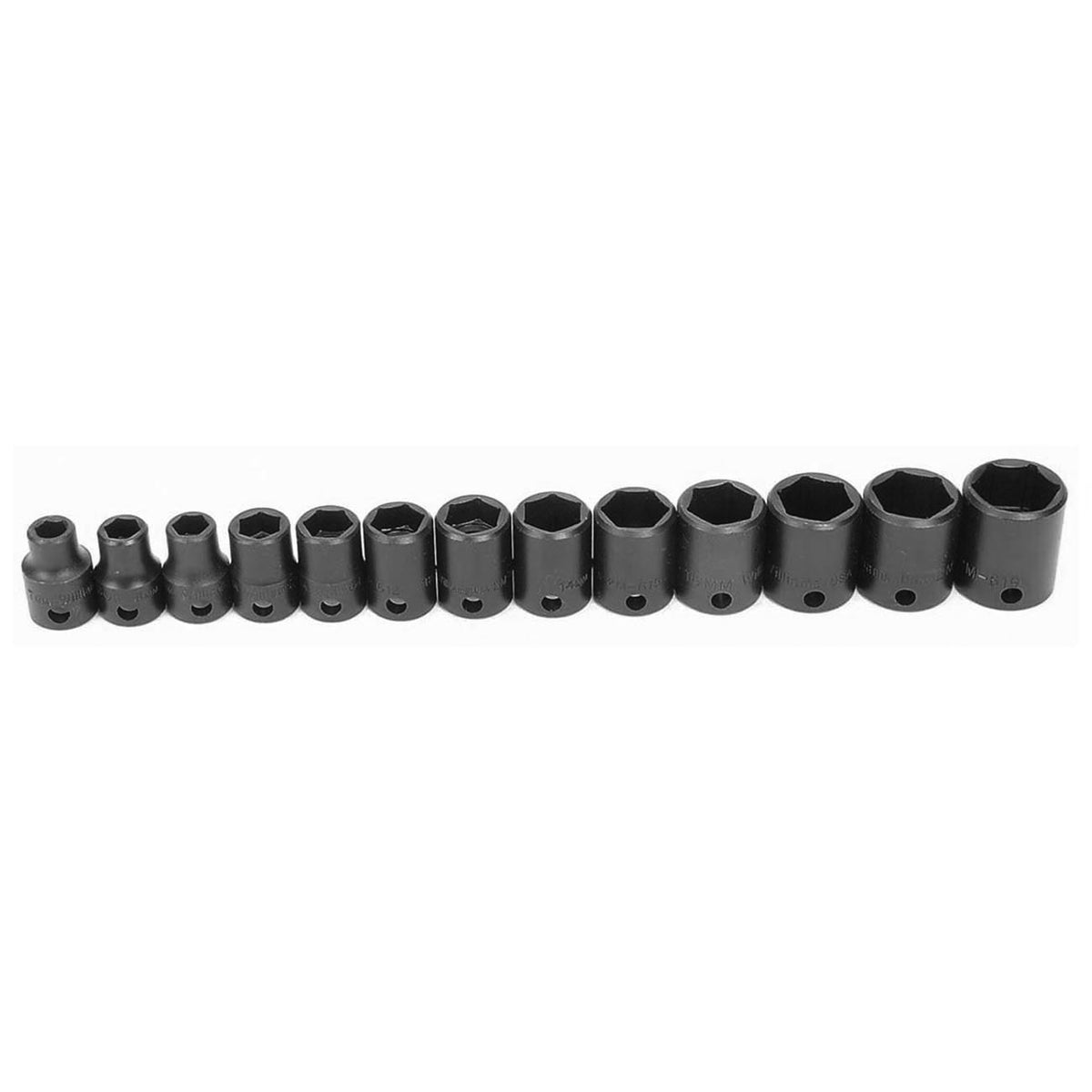 Williams JHWMS213H Metric 3/8-Inch Drive Impact Shallow Supertorque Socket Set, 6-Point, 13-Piece