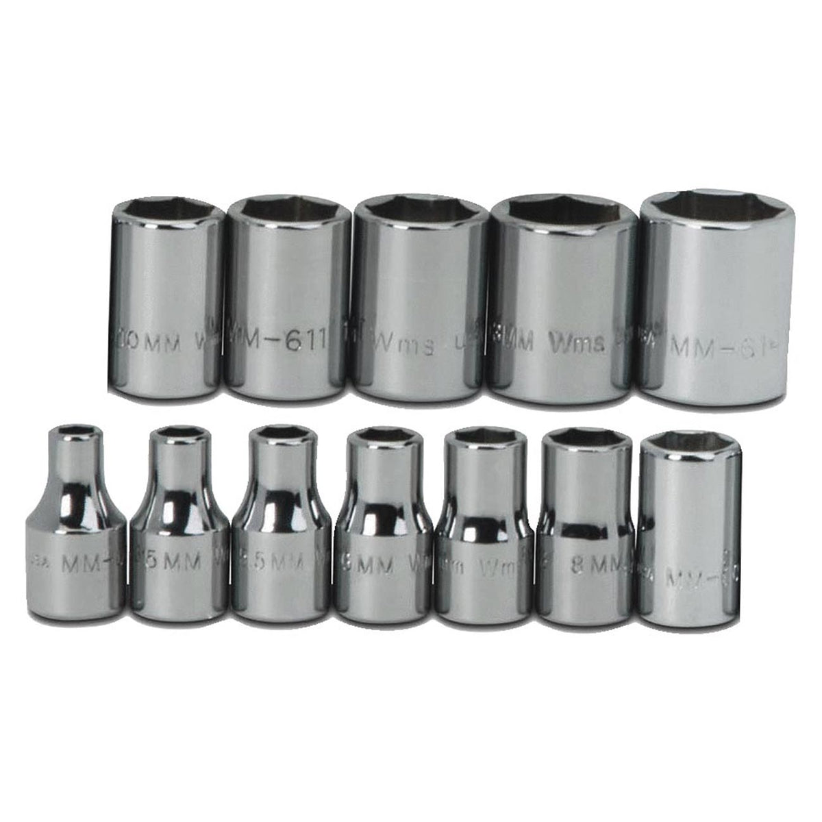 Williams JHWMSM12HRC Metric 1/4-Inch Drive Shallow SUPERTORQUE 6-Point Socket Set, 12-Piece