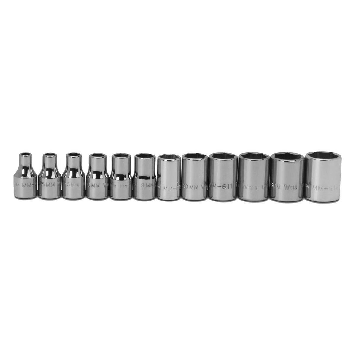 Williams JHWMSM12HRC Metric 1/4-Inch Drive Shallow SUPERTORQUE 6-Point Socket Set, 12-Piece