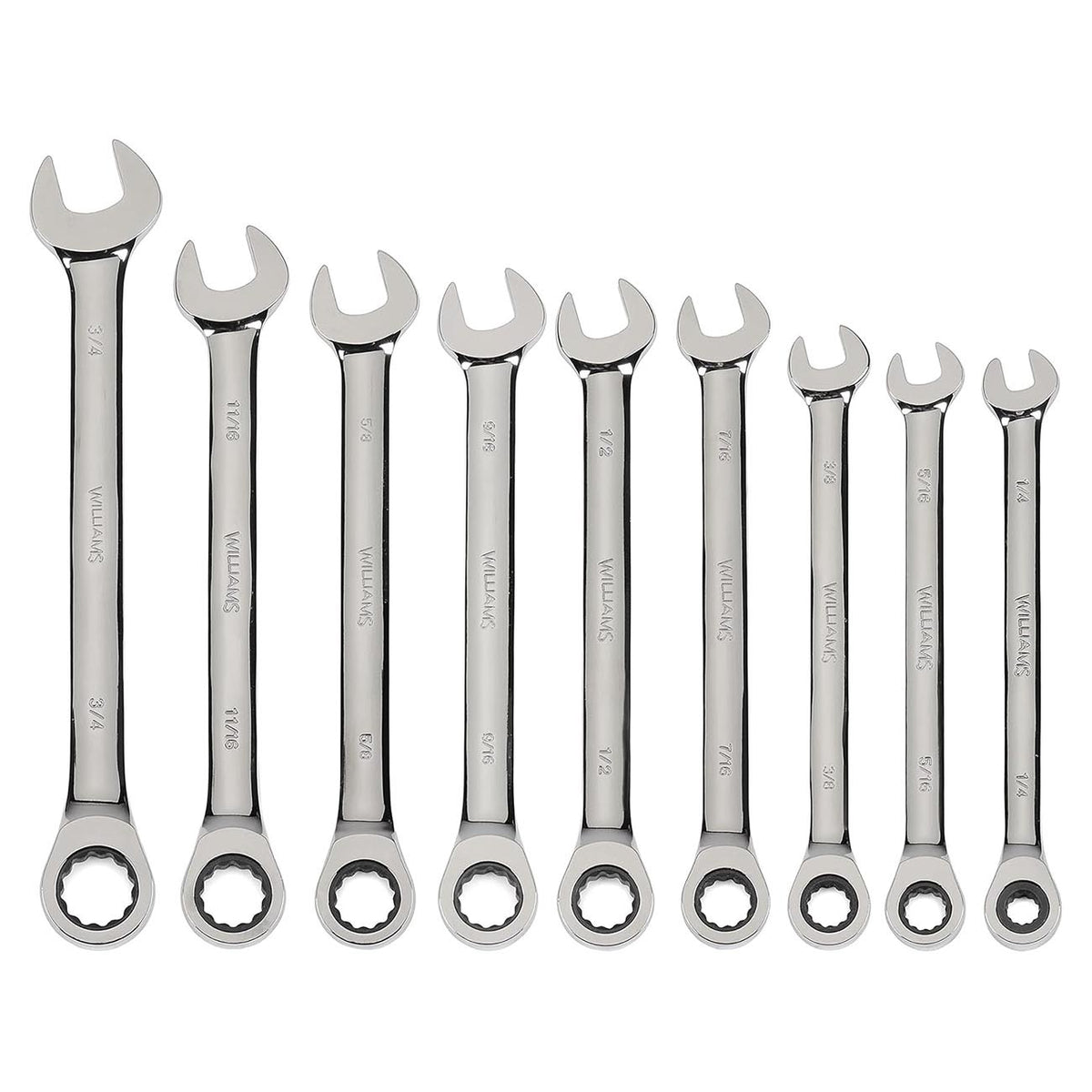 Williams JHWS1120NRC SAE Ratcheting Combination Wrench Set, 9-Piece