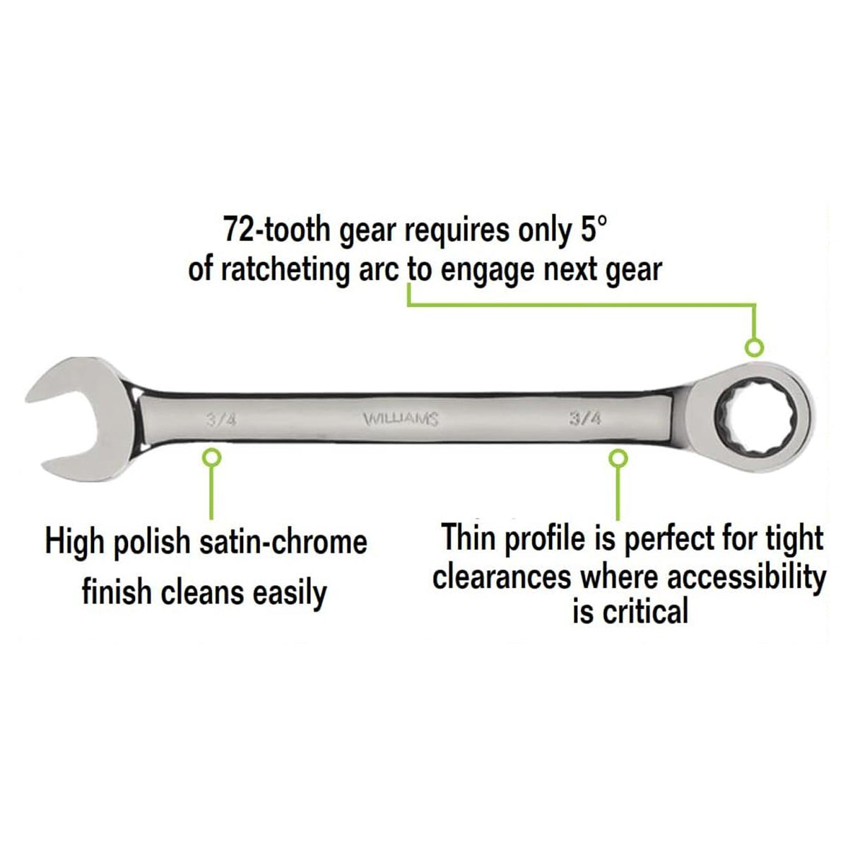 Williams JHWS1120NRC SAE Ratcheting Combination Wrench Set, 9-Piece