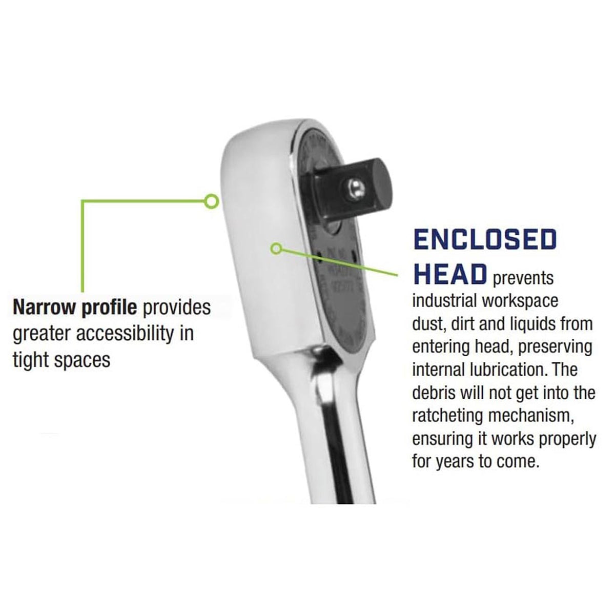 Williams JHWS52EHLA 1/2-Inch Drive Sealed Narrow-Head Ratchet, 15-Inch Handle, 36-Tooth