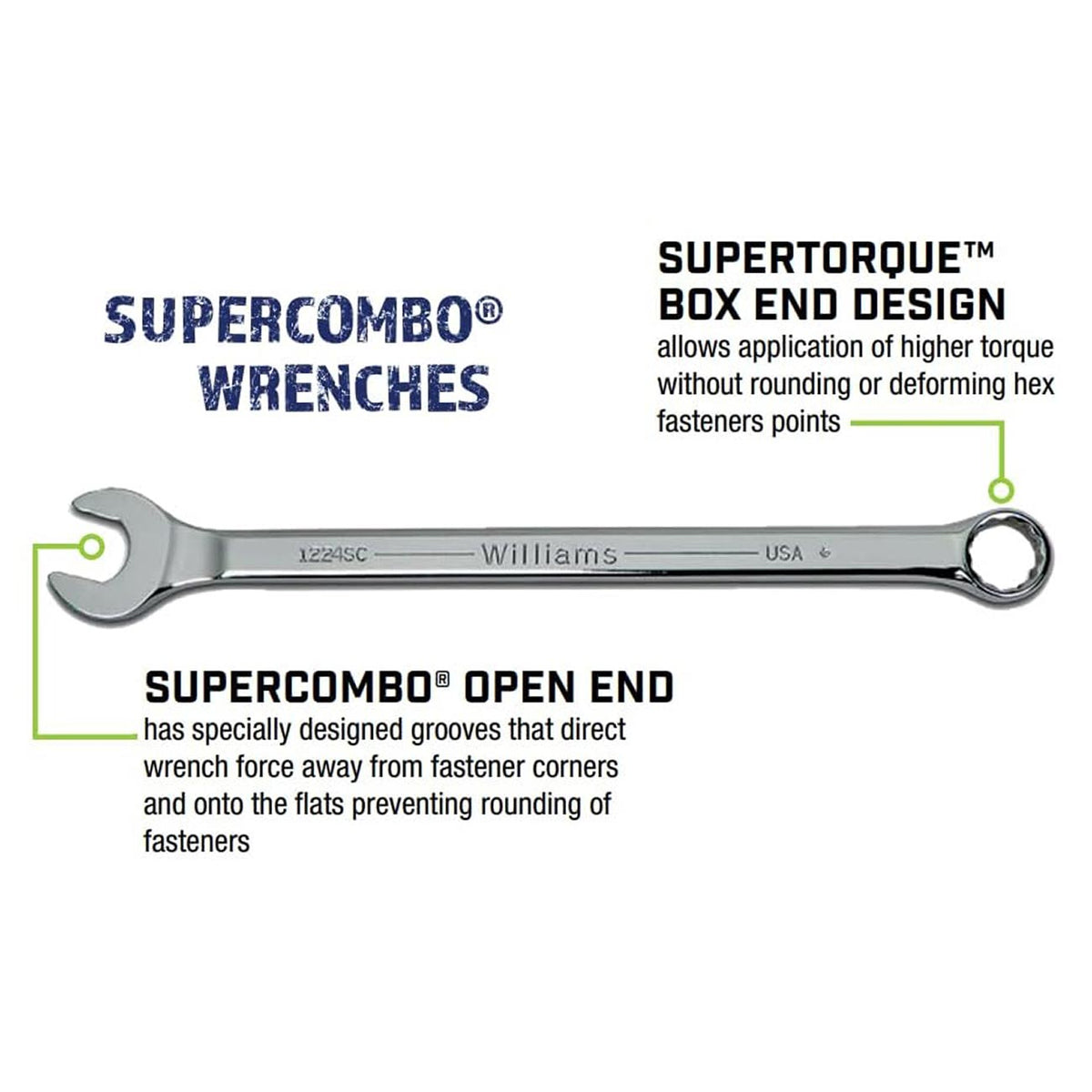 Williams JHWWS1171SCA SAE Combination Wrench Set, 11-Piece