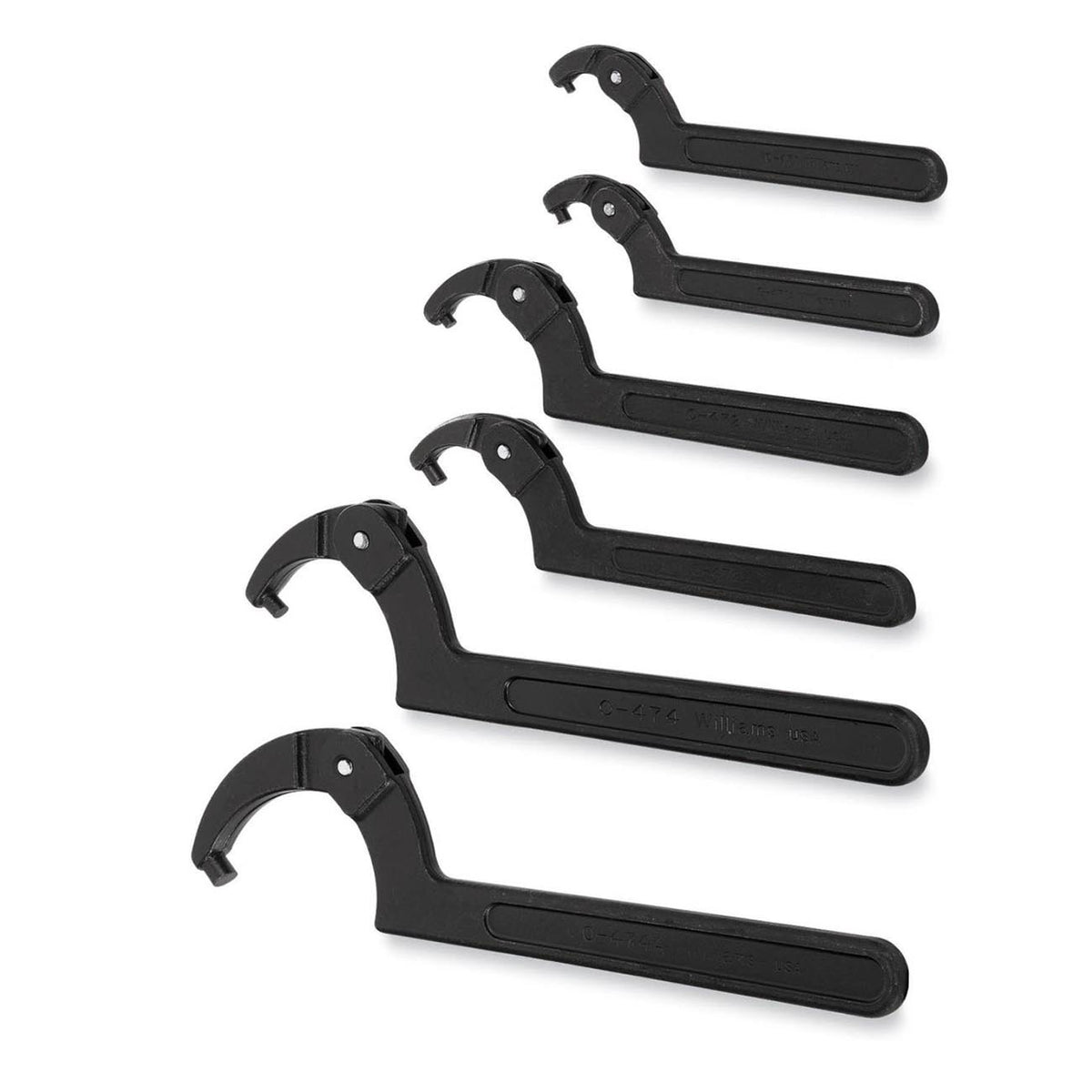Williams JHWWS476 Adjustable Hook Spanner Wrench Set, 6-Piece