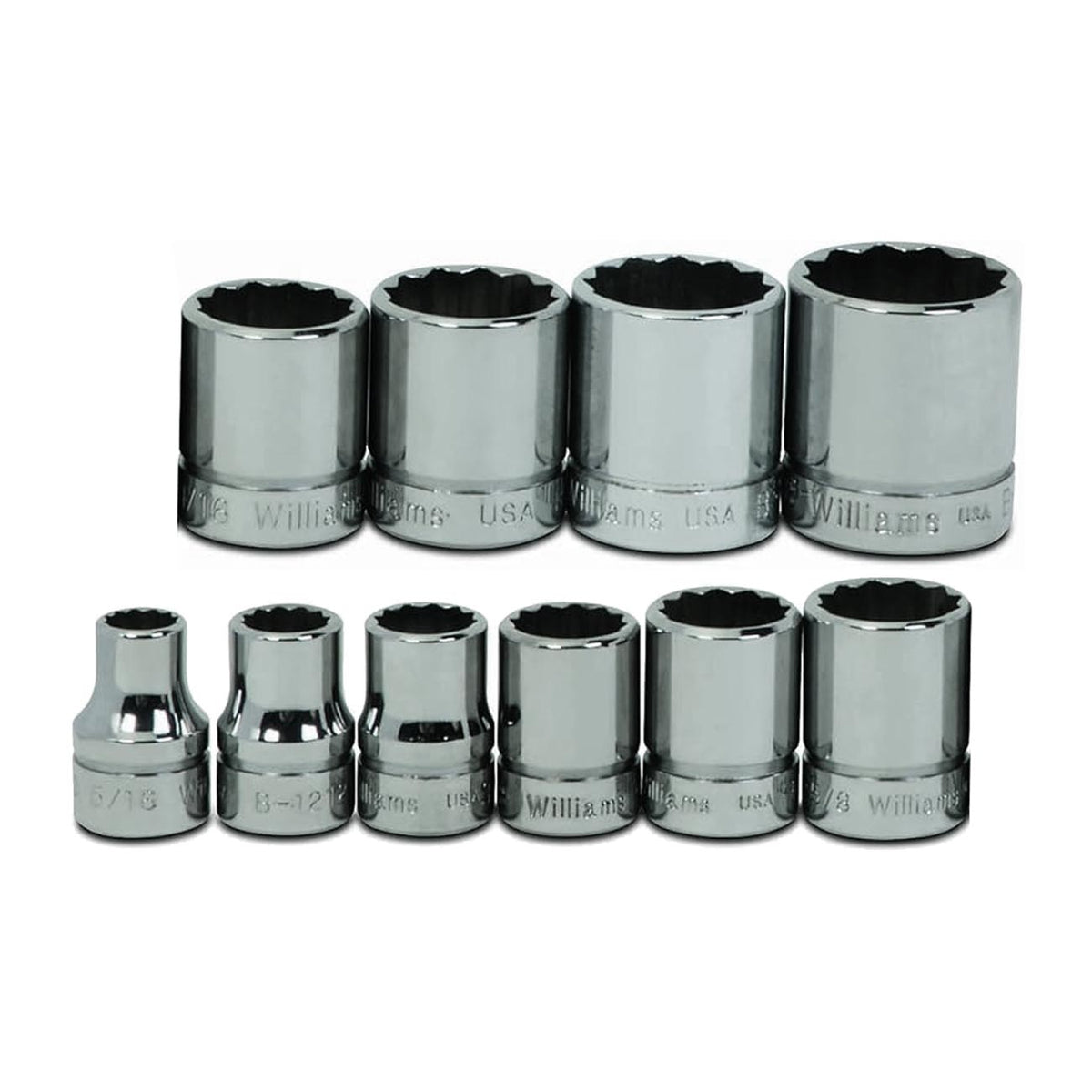 Williams JHWWSB10RC 3/8-Inch Drive Shallow SAE 12-Point Socket Set, 10-Piece