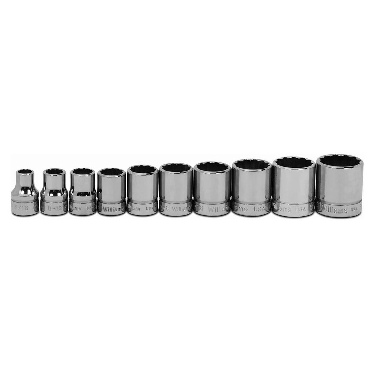Williams JHWWSB10RC 3/8-Inch Drive Shallow SAE 12-Point Socket Set, 10-Piece