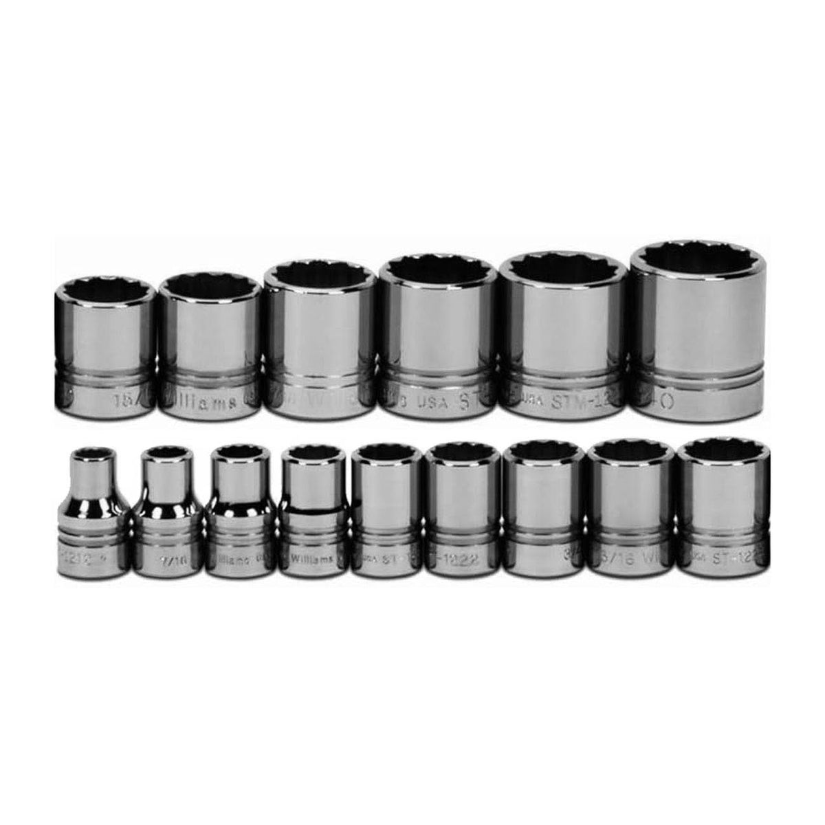 Williams JHWWSS15RC 1/2-Inch Drive 12-Point Regular Socket Set, 15-Piece