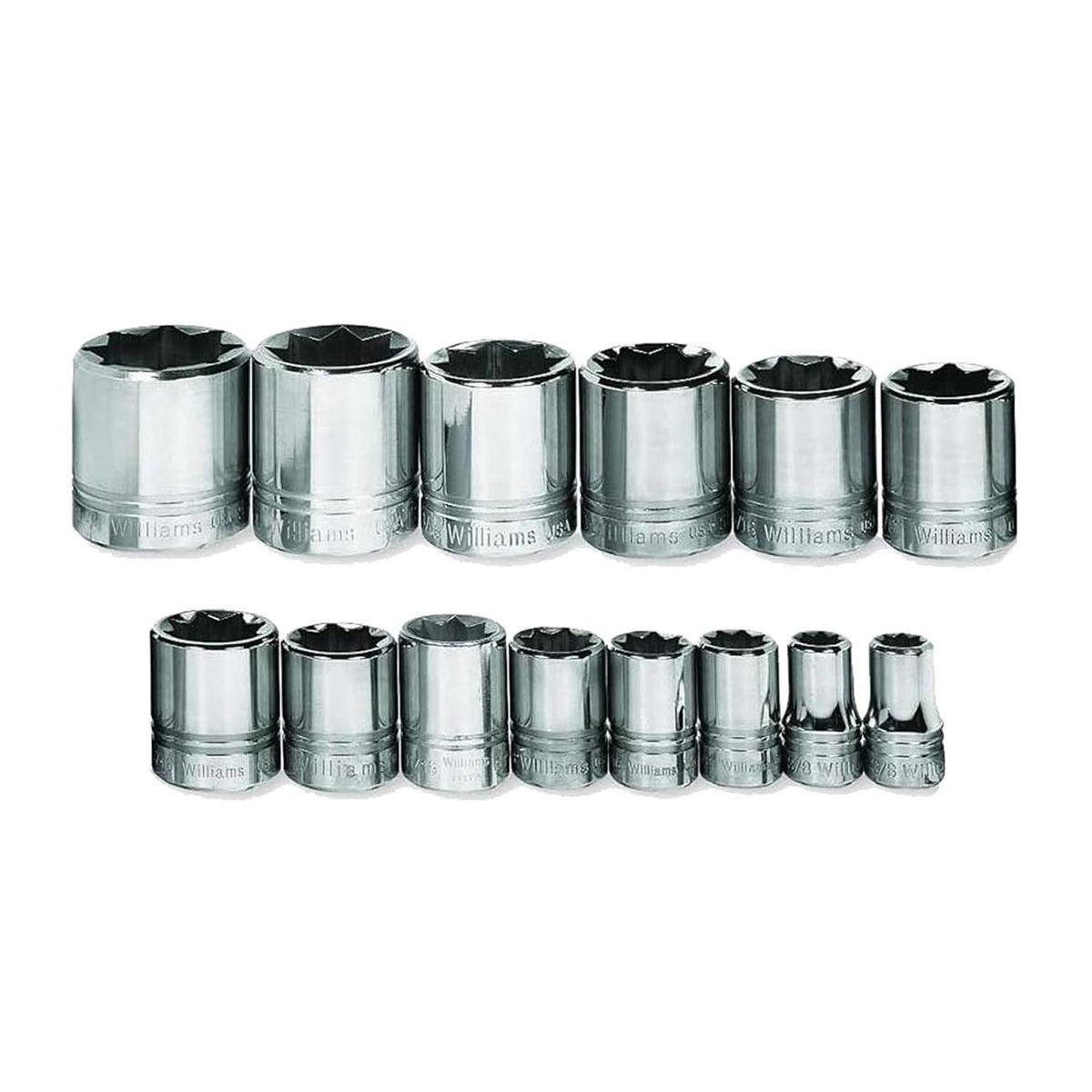 Williams JHWWSS814RC 1/2-Inch Drive Shallow SAE 8-Point Socket Set, 14-Piece
