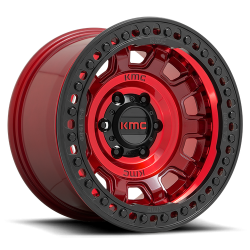 KMC KM236 Tank Beadlock 17x9 Wheel, 5x5 Bolt Pattern, -38 Offset, Candy Red