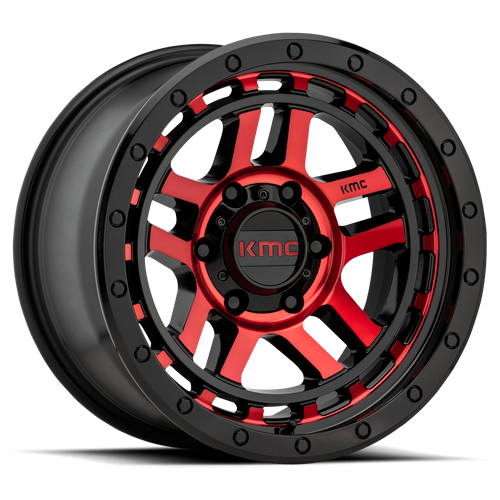 KMC KM540 Recon 17x9 Gloss Black Machined Wheels with Red Tint, 5x127 Bolt Pattern, -12mm Offset