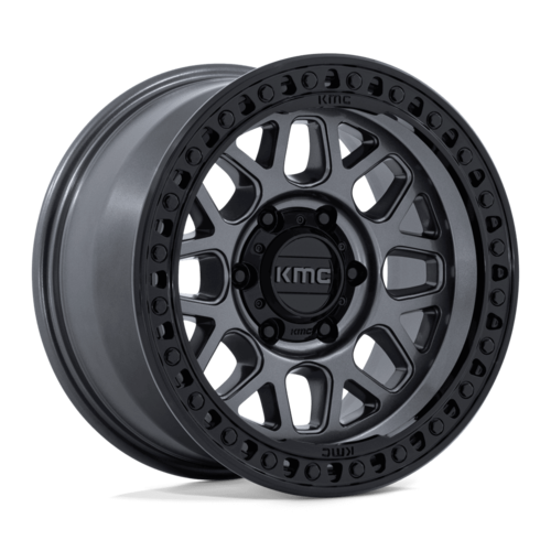 KMC KM549 GRS 18x9 Wheel, 6x5.5 Bolt Pattern, +18 Offset, Gloss Gunmetal with Gloss Black Lip