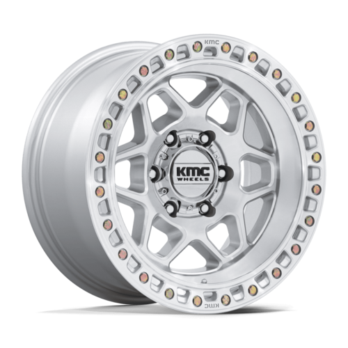 KMC KM553 Torx 17x8.5-Inch Gloss Silver Machined Face Wheel, 5x127 Bolt Pattern
