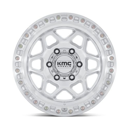 KMC KM553 Torx 17-Inch Gloss Silver Machined Face Wheel, 6x5.5 Bolt Pattern, +25 Offset