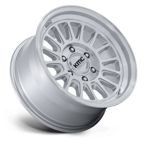 KMC KM733 Impact FFT 17x8-Inch Wheel, 6x5.5 Bolt Pattern, +32 Offset, Gloss Silver Machined Face