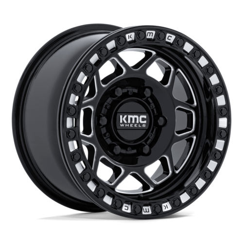 KMC Powersports KS241 Torx UTV Beadlock Wheel, 15x8, 6x5.5-Inch Bolt Pattern, Gloss Black Milled