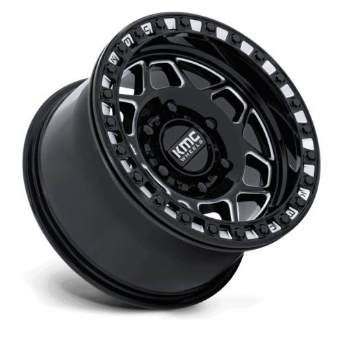 KMC Powersports KS241 Torx UTV Beadlock Wheel, 15x8, 6x5.5-Inch Bolt Pattern, Gloss Black Milled