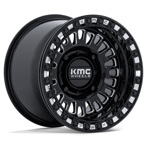 KMC Powersports KS242 Aztec UTV Beadlock Wheel in Gloss Black Milled Finish