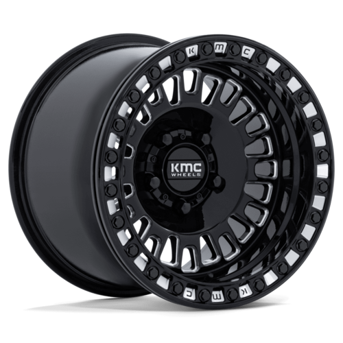 KMC Powersports KS242 Aztec UTV Beadlock 15x8 Wheel, 5x4.5 Bolt Pattern, Gloss Black Milled