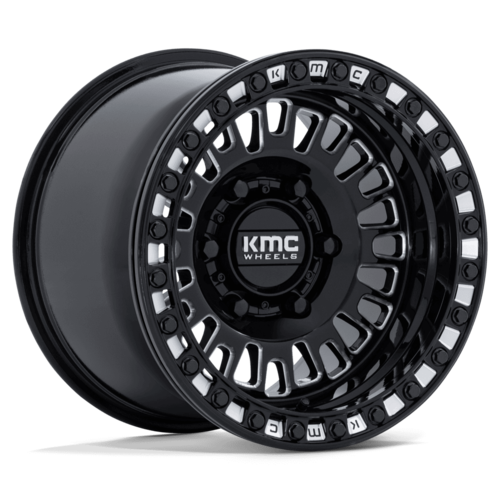 KMC Powersports KS242 Aztec UTV Beadlock Wheel, 15 x 10 Inch, 6x5.5 Bolt Pattern, Gloss Black Milled