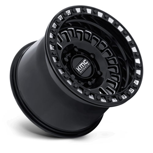 KMC Powersports KS242 Aztec UTV Beadlock Wheel, 15 x 10 Inch, 6x5.5 Bolt Pattern, Gloss Black Milled