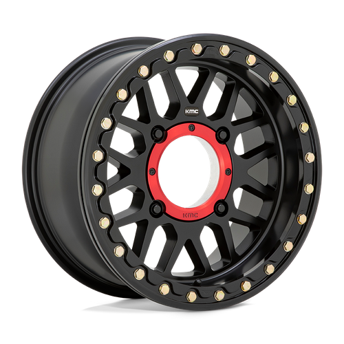KMC Powersports KS235 Grenade UTV Beadlock Wheel, 15x7, 4x137, Satin Black, 10mm Offset