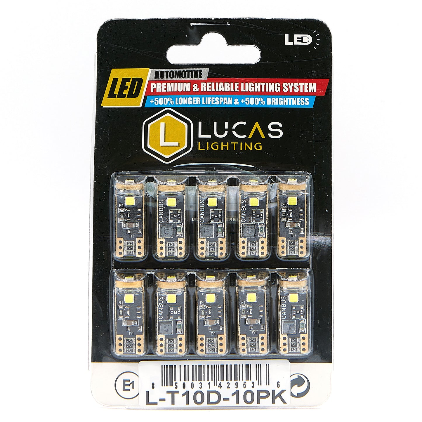 Lucas Lighting - T10 194 Digital Canbus Bulb with Fuse 5 PAIR PACK (White) - L-10D-10PK