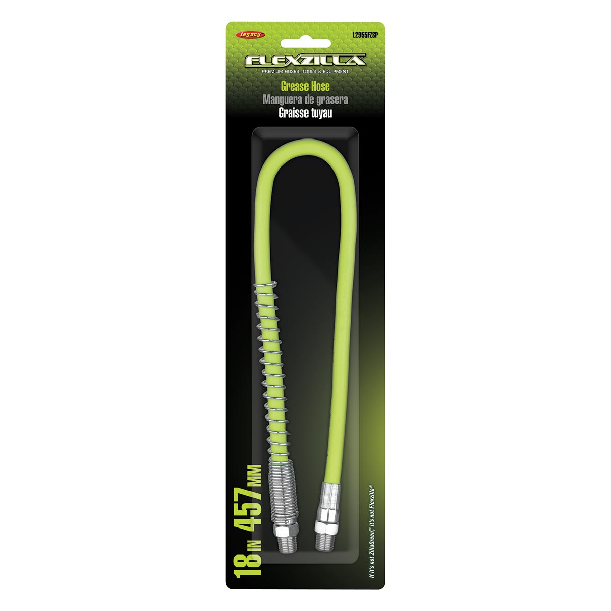 Flexzilla L2955FZSP Grease Hose with Spring Guard, 1/8 in. x 18 in., 1/8 in. MNPT Ends