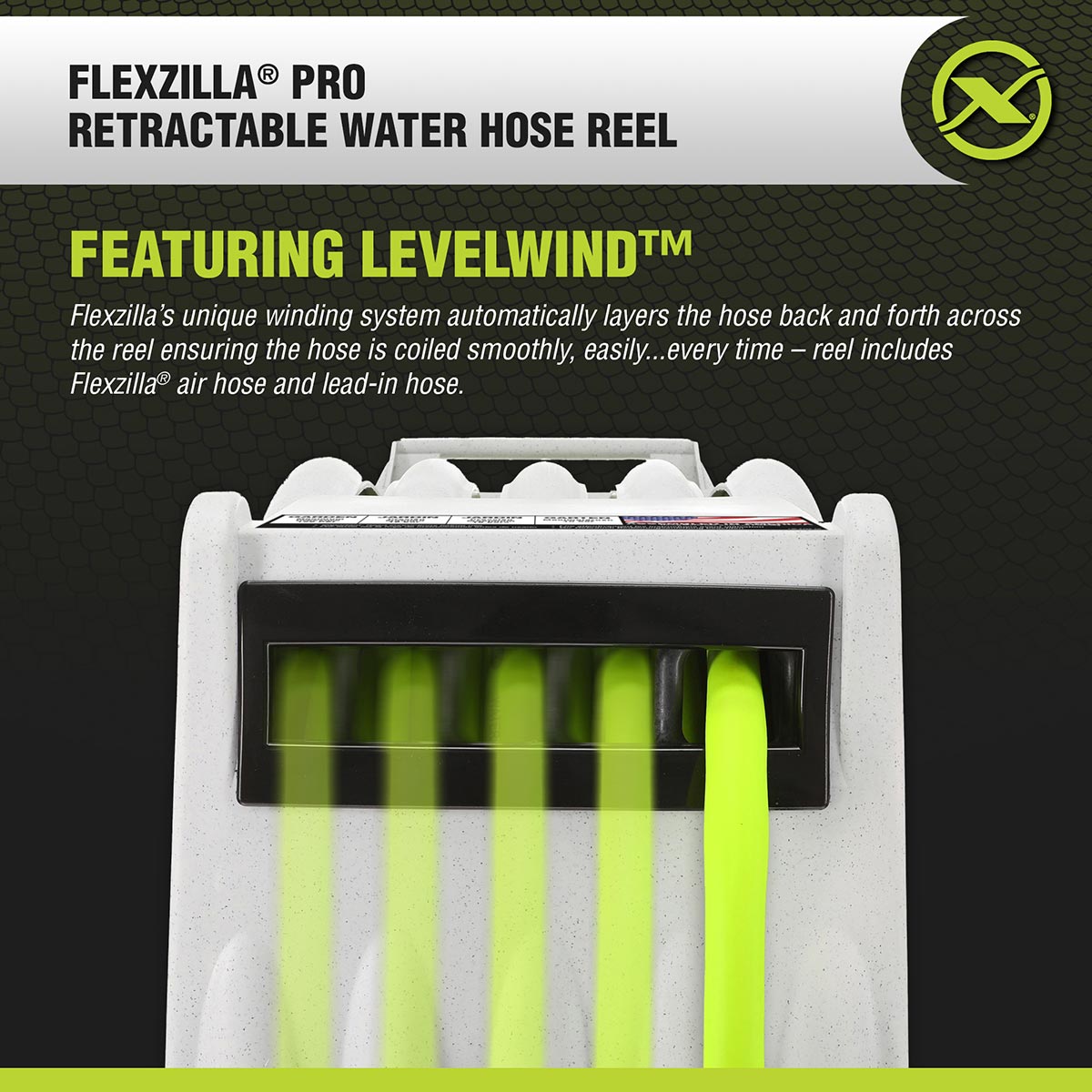 Flexzilla L8340FZ Retractable Water Hose Reel with Levelwind Technology, 1/2 in. x 70 ft.