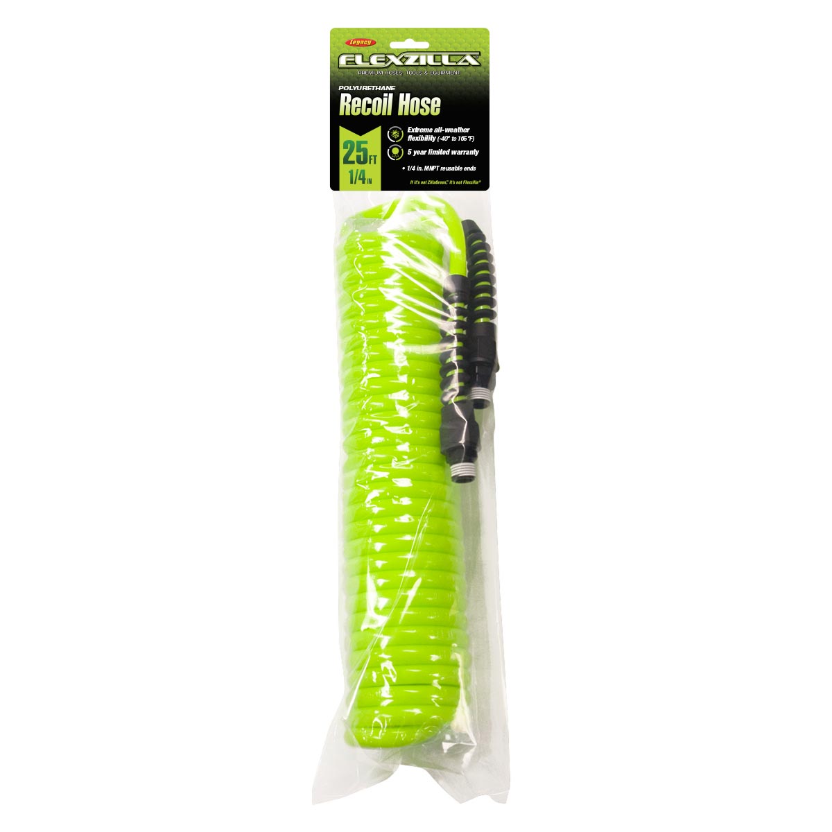 Flexzilla LP1425AFZ 1/4-Inch x 25-Foot Polyurethane Recoil Air Hose with 1/4-Inch MNPT Fittings