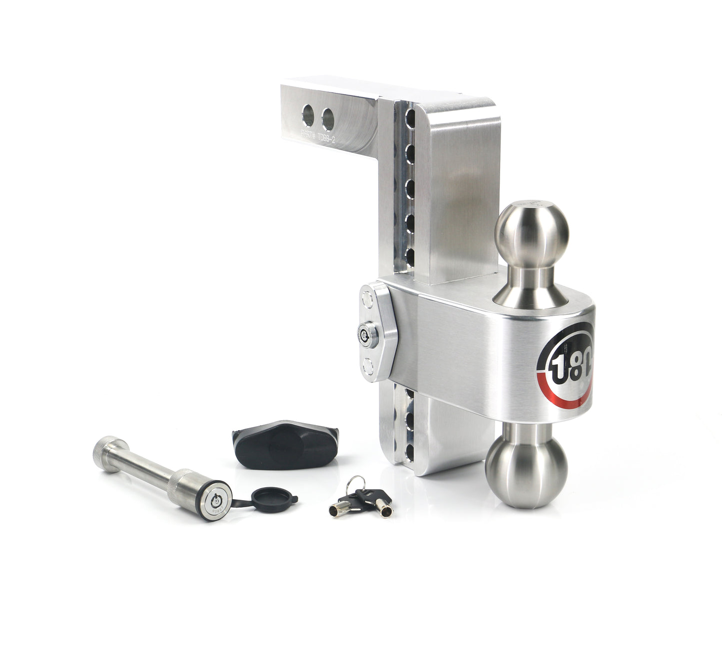 Weigh Safe - LTB8-2-KA - Trailer Hitch - 180 Hitch Stainless Steel Ball 8" Drop Hitch with 2" Shank Keyed Alike WS05 Included - P/N: LTB8-2-KA