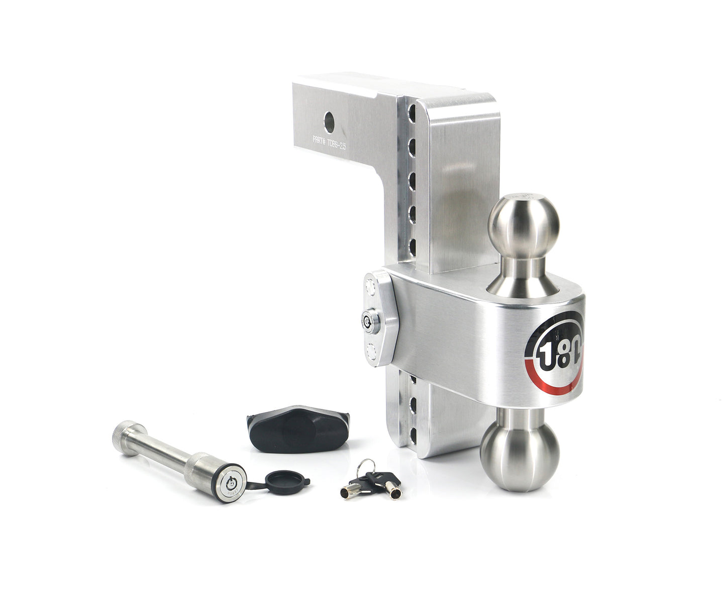Weigh Safe - LTB8-2.5-KA - Trailer Hitch - 180 Hitch Stainless Steel Ball 8" Drop Hitch with 2.5" Shank Keyed Alike WS05 Included - P/N: LTB8-2.5-KA
