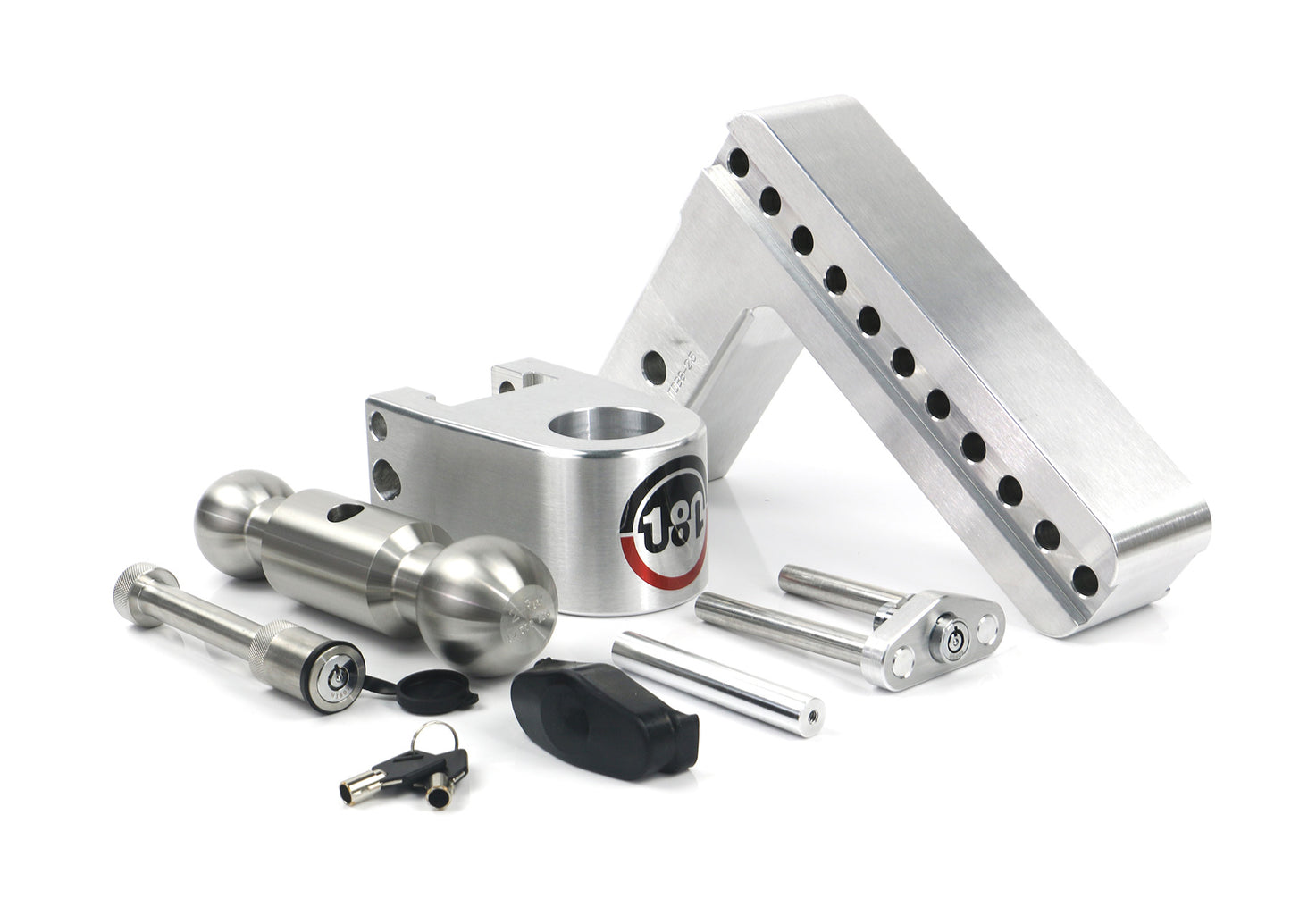 Weigh Safe - LTB8-2.5-KA - Trailer Hitch - 180 Hitch Stainless Steel Ball 8" Drop Hitch with 2.5" Shank Keyed Alike WS05 Included - P/N: LTB8-2.5-KA