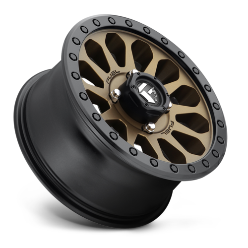 Fuel UTV D600 Vector UTV 15x7 Wheel, 4x156 Bolt Pattern, +13 Offset, Matte Bronze with Black Bead Ring