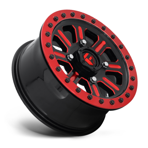 Fuel UTV D911 Hardline UTV Beadlock Wheel, 15x7, 4x137, +38 Offset, Gloss Black with Red Tint