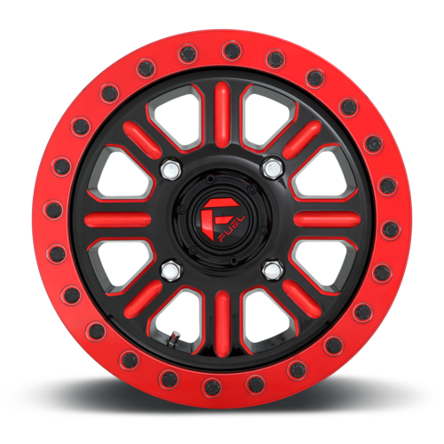 Fuel UTV D911 Hardline UTV Beadlock Wheel, 15x7, 4x137, +38 Offset, Gloss Black with Red Tint