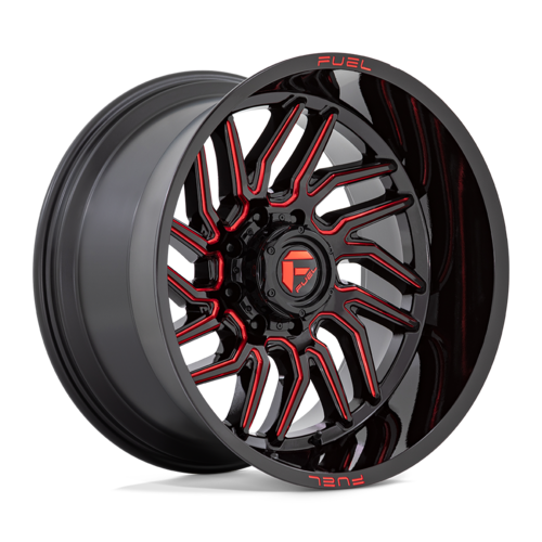 Fuel 1PC D808 Hurricane 22x12 Gloss Black Milled Wheel with Red Tint, 8x6.5, -44 Offset