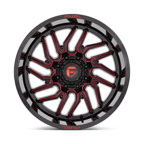 Fuel 1PC D808 Hurricane 22x12 Gloss Black Milled Wheel with Red Tint, 5x127 Bolt Pattern, -44 Offset