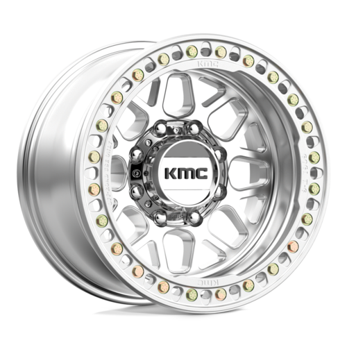 KMC KM235 Grenade Crawl Beadlock 17x9-Inch Wheel with Machined Finish and -38 Offset