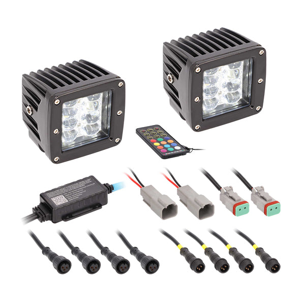 Heise Led Lighting Systems He-chase-clkt Chasing Lights Series Standard-mount 3-in. 8-led Spot Cubes With Controller, He-chase-clkt, 2 Count