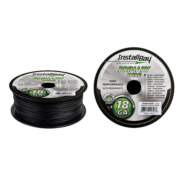 Install Bay Pwbk18500 18-gauge All-copper Primary Wire, 500 Ft. (black)