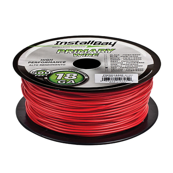 Install Bay Pwrd18500 18-gauge All-copper Primary Wire, 500 Ft. (red)