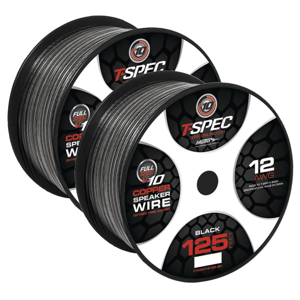 T-spec V10sw12125-bk V10 Series 12-gauge Black Speaker Wire, 125 Ft.