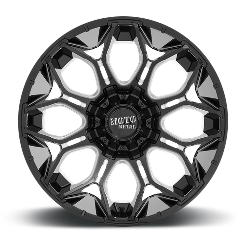 Moto Metal MO808 Sniper 20x10 Gloss Black Milled Wheel, 8x6.5 Bolt Pattern, -18mm Offset