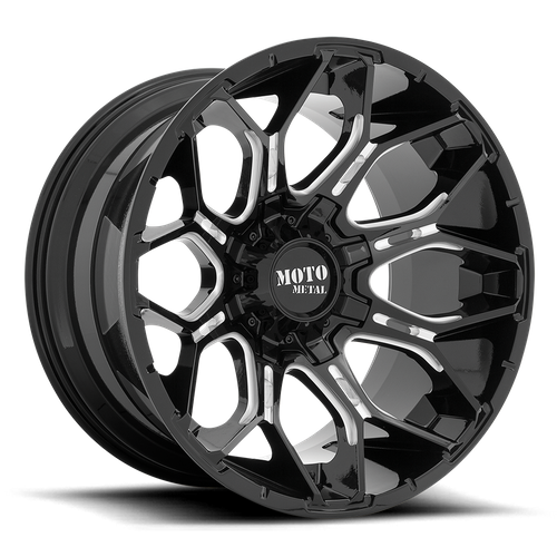 Moto Metal MO808 Sniper 20-Inch Gloss Black Milled Wheel, 6x135/6x139.7, 0mm Offset