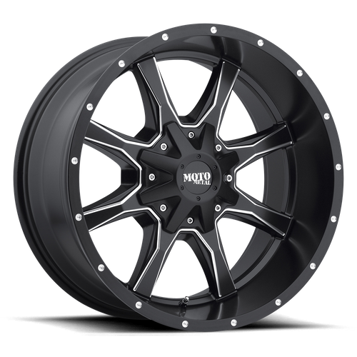 Moto Metal MO970 18x10 Semi-Gloss Black Milled Wheel, -24mm Offset, 6x135/6x139.7 Bolt Pattern