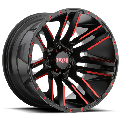Moto Metal MO978 Razor 20x10-Inch Satin Black Machined Wheel with Red Clear Coat, 6x5.5 Bolt Pattern, -24mm Offset