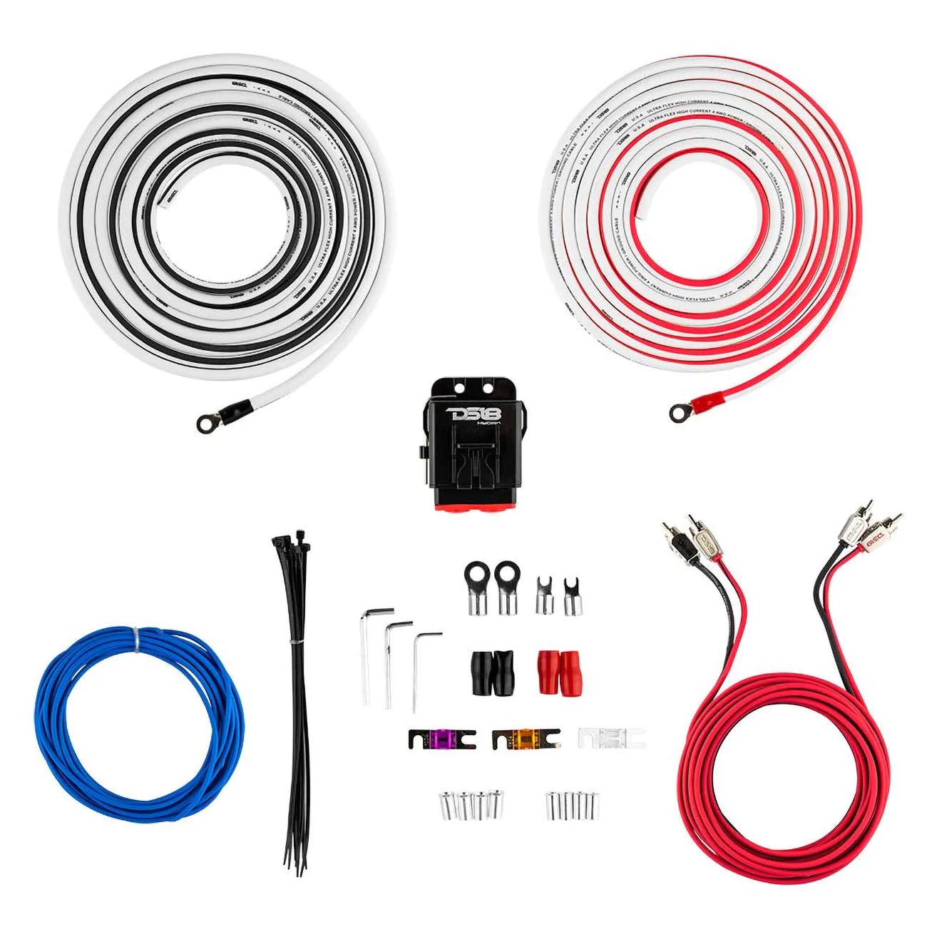 DS18 MOFCKIT4 4 Gauge Marine Grade OFC Ultra Flex Amplifier Wiring Kit - 1800 Watts