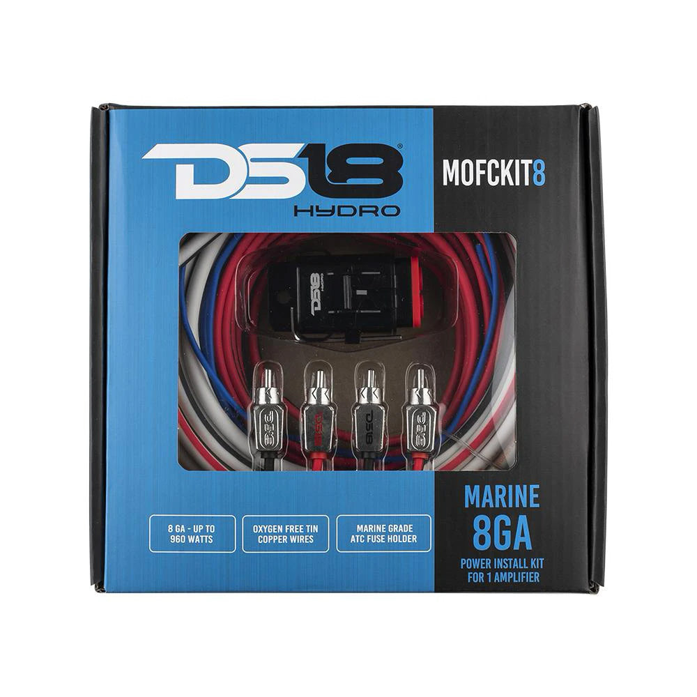 DS18 MOFCKIT8 Marine Grade 4 Gauge Amplifier Wiring Kit – 1800 Watts Ultra Flex OFC